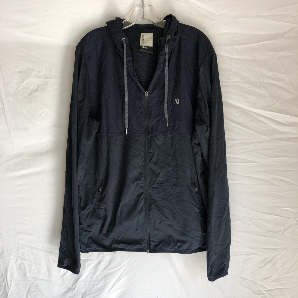 Vuori Jacket Mens XL Blue Colorblock Hooded Full Zip Windbreaker Performance